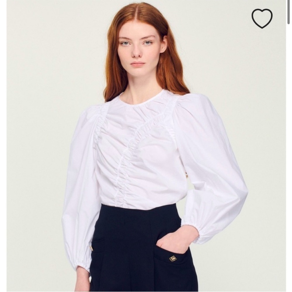 NWT Sandro Gathered Poplin Top
